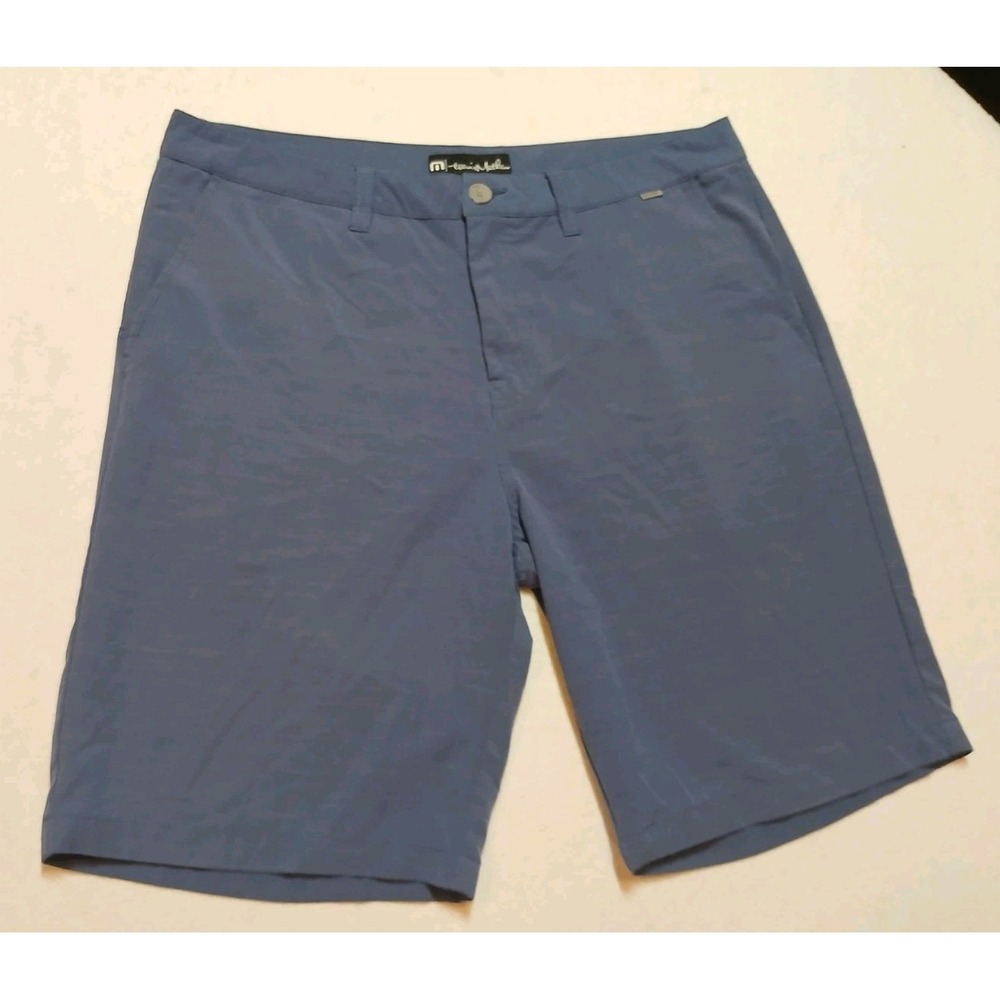 TravisMathew All In Mens Performance Golf Shorts Size 36 Blue Stretch Chino